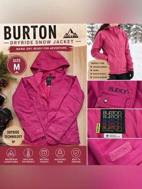 Burton DryRide Snow Jacket Women’s M Pink Hooded Ski Snowboard Coat Waterproof